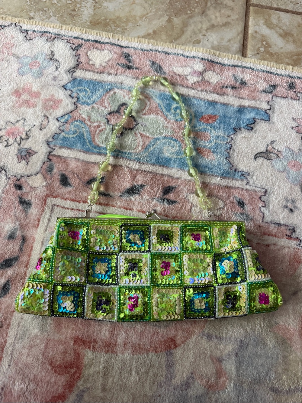 Green Sequin Beaded Women’s Evening Bag